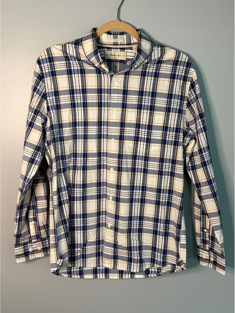 Hawker Rye Slim Fit Stretch Cotton Spandex Plaid Button-Up Shirt Medium